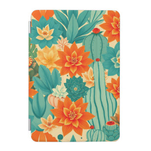 Teal Orange Desert Cactus Bloom iPad Mini Cover