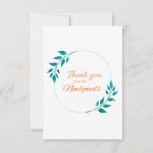 Teal & Orange Floral Thank You Card