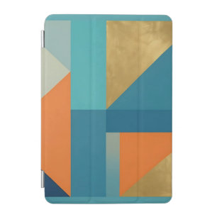 Teal Orange Gold Geometric Abstract iPad Mini Cover