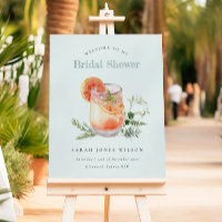 Teal Orange Green Cocktail Bridal Shower Welcome Foam Board