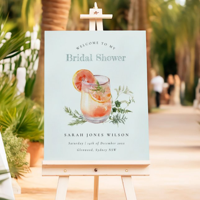 Teal Orange Green Cocktail Bridal Shower Welcome Foam Board (Creator Uploaded)