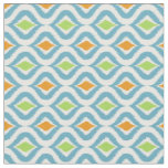 Teal Orange Green Retro Chic Ikat Drops Pattern Fabric