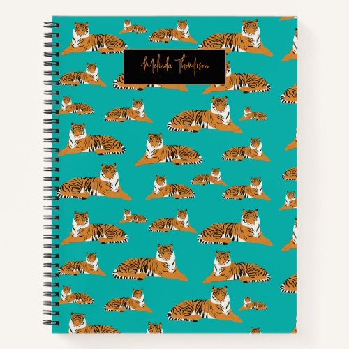 Teal Orange Jungle Safari Tiger Animal Cute Notebook