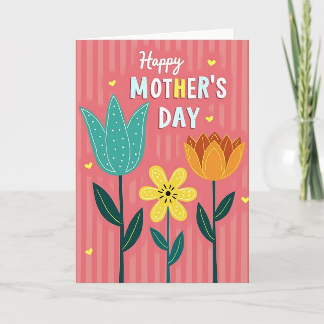 Teal Orange Mothers Day Card (Front)