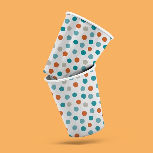Teal Orange Polka Dot Paper Cups (Creator Uploaded)