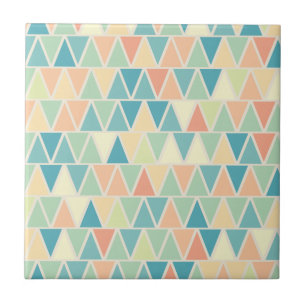 Teal Orange Triangle Pattern Tile