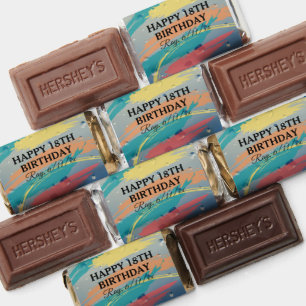 Teal, Orange, Yellow, Coral Happy 18th Birthday Hershey's Miniatures
