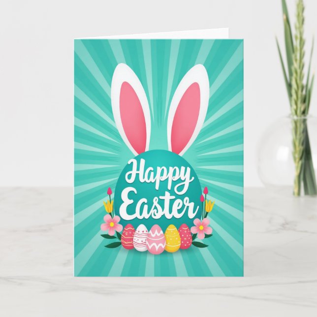 Teal Orb Sunburst Pattern Card (Front)