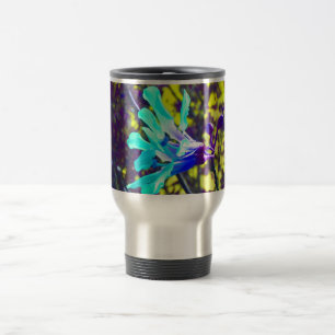 teal orchid purple yellow sky cool flower travel mug