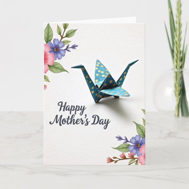 Teal Origami Mothers Day Card (Front)