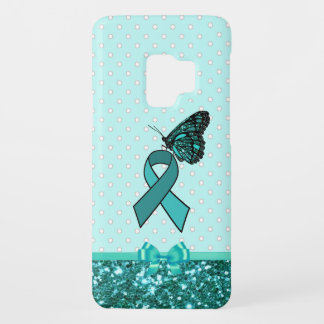 Teal Ovarian Cancer Awareness Ribbon & Butterfly Case-Mate Samsung Galaxy S9 Case