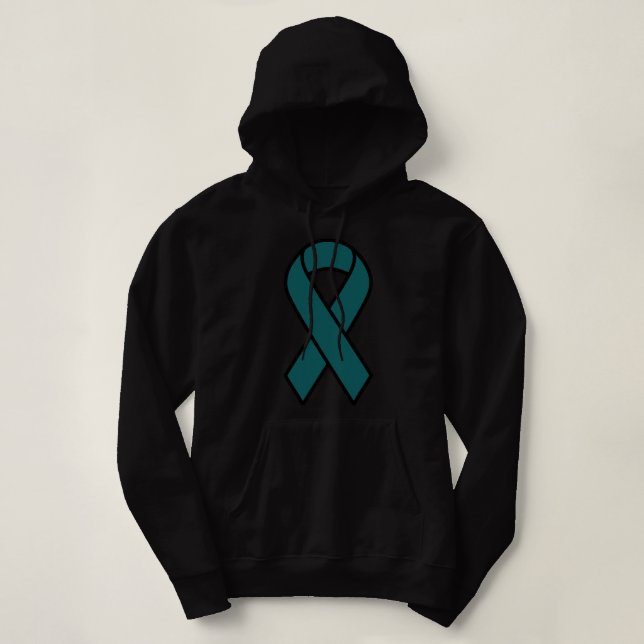 Teal Ovarian Cancer Ribbon- Cancer Shirts.png Hoodie (Design Front)
