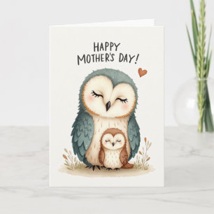 Teal Owl Mothers Day Card