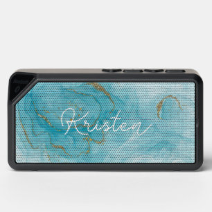 Teal Paint and Glitter Pattern Personalized Bluetooth Speaker