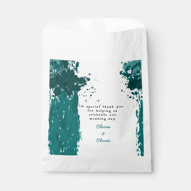 Teal Paint Splatter - Wedding Favor Bag (Front)