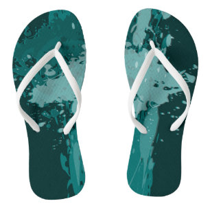 Teal Paint Splatter - Wedding Party Supply - Flip Flops