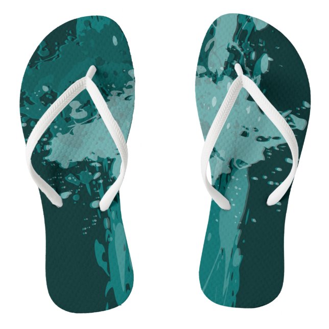 Teal Paint Splatter - Wedding Party Supply - Flip Flops (Footbed)