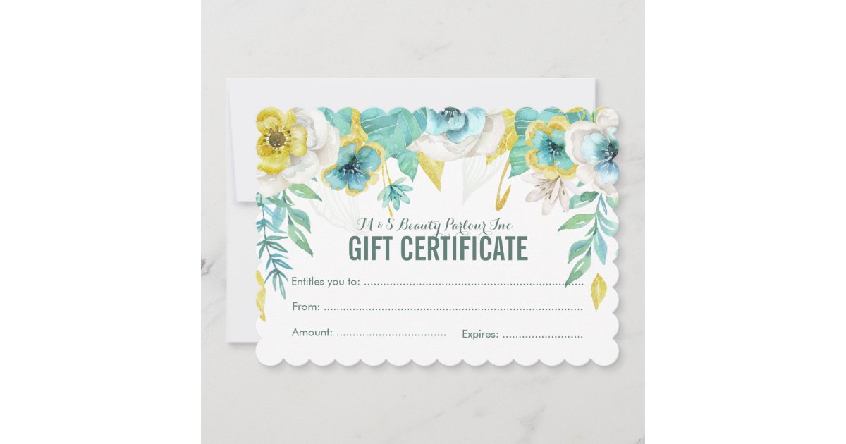 Teal Tiffany Gift Certificate Templates Editable Gift 