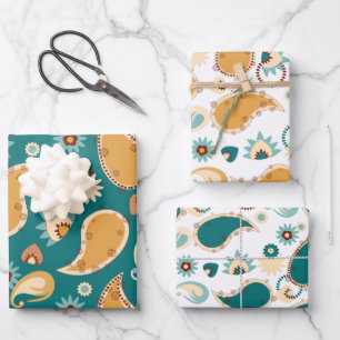 Teal Paisley 19" x 29" Wrapping Paper Sheets