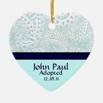 Teal Paisley Adoption Announcement Ornament by AdoptionGiftStore at Zazzle