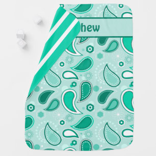 Teal Paisley Baby Blanket