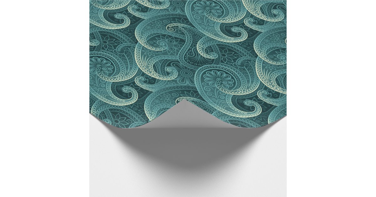 teal paisley timeless pattern wrapping paper zazzle com create your own party invitations