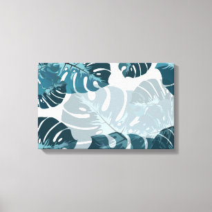 Teal Palm Background I Canvas Print