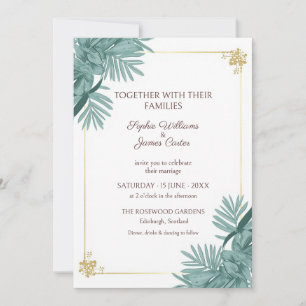 Teal Palm Leaf Wedding Invitation