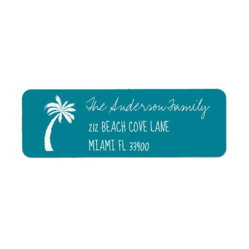 Teal  Palm Tree Icon Handwriting Typography Label