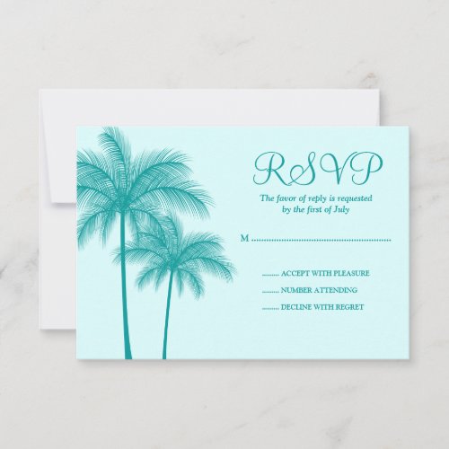 Teal Palm Tree Tropical Response Card