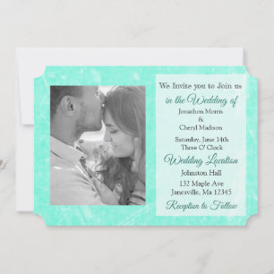 Teal Palm Trees Tropical Photo Wedding Invites