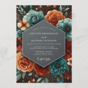 Teal Paprika Autumnal Wedding Invitation