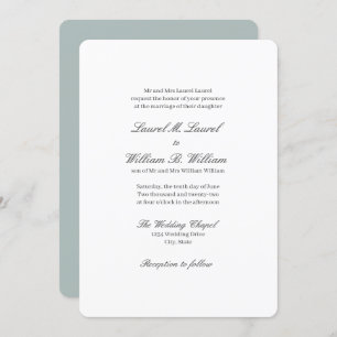 Teal Parents of the Bride Wedding Invitation