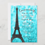 Teal Paris Bokeh Glitter Lights Quinceañera Invitation (Front)