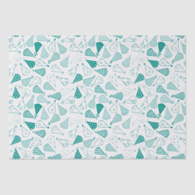 Teal Party Hats Tissue Paper (Front)