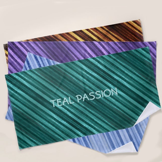Teal Passion Diagonal Striped Personalized Beach Towel (Creator Uploaded)