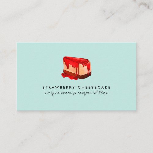 Teal Pastel Cheesecake Strawberry Pastry Dessert Business Card