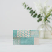 Teal Pattern Quilt Blocks Business Card (Standing Front)