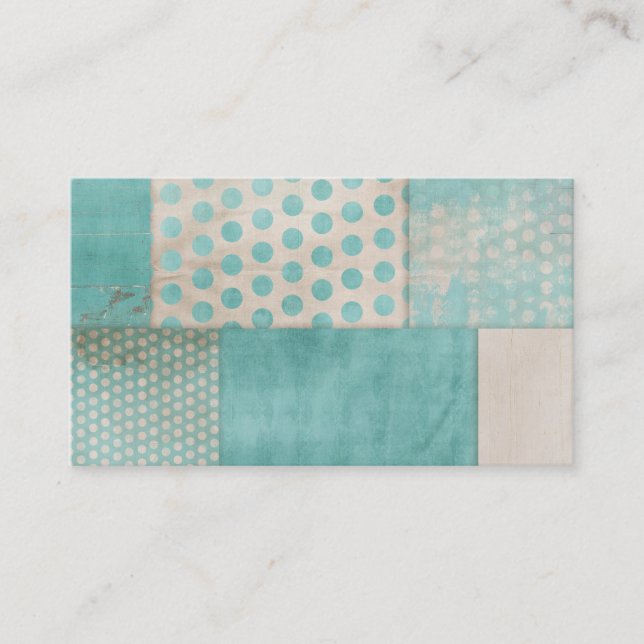 Teal Pattern Quilt Blocks Business Card (Front)