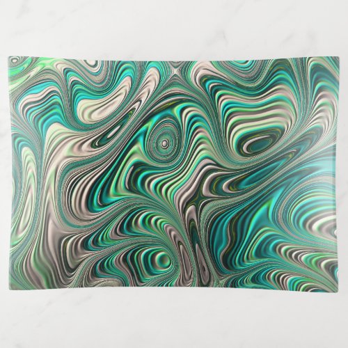 Teal Paua Abalone Shell Fractal Abstract Pattern Trinket Tray