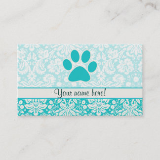 Teal Paw Print Business Card