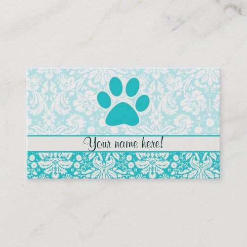 Teal Paw Print Business Card