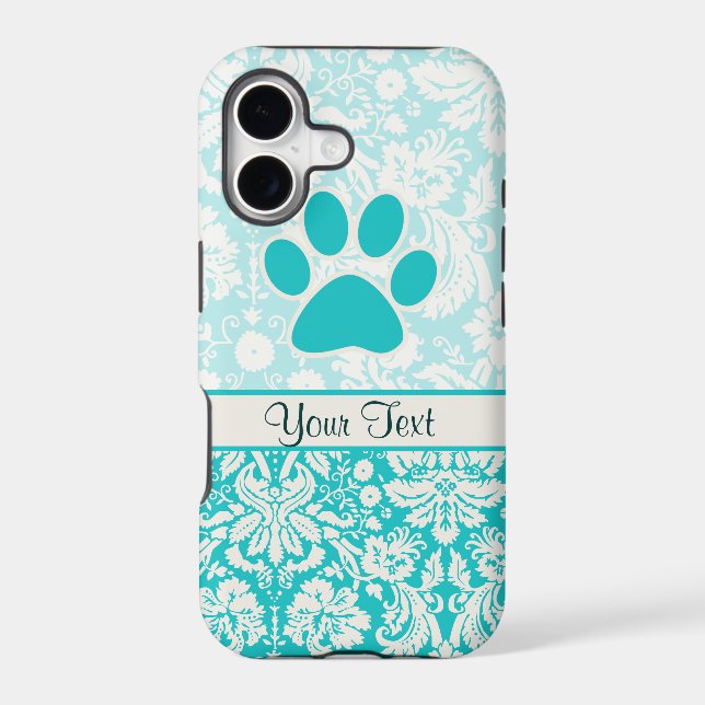 Teal Paw Print Iphone Case (Back)