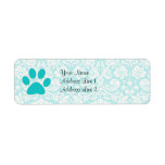 Teal Paw Print Label at Zazzle