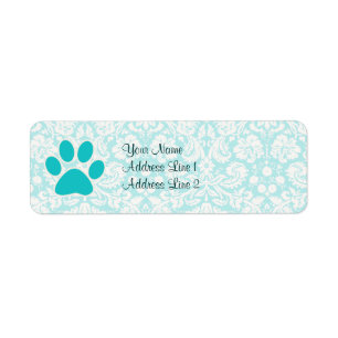Teal Paw Print Label