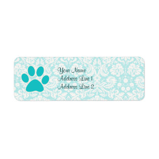 Teal Paw Print Label