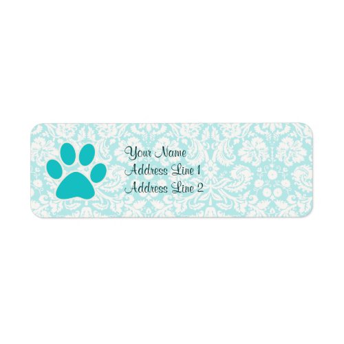 Teal Paw Print Label