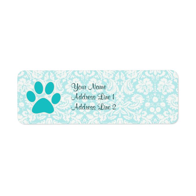 Teal Paw Print Label (Front)