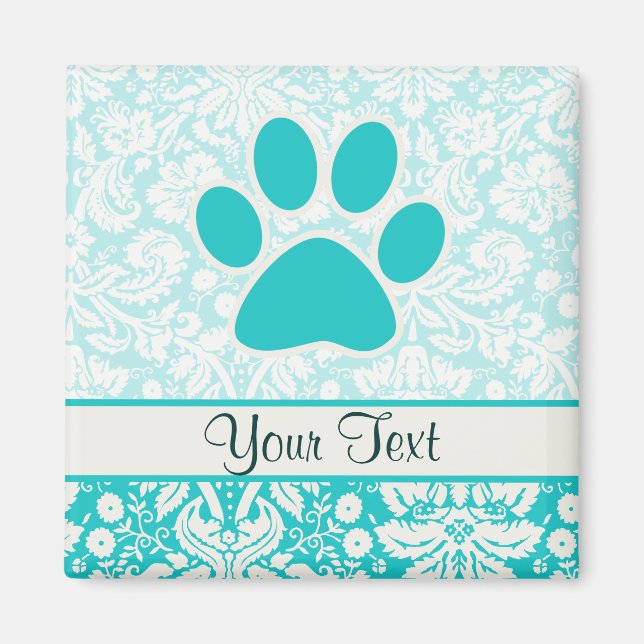 Teal Paw Print Magnet (Front)