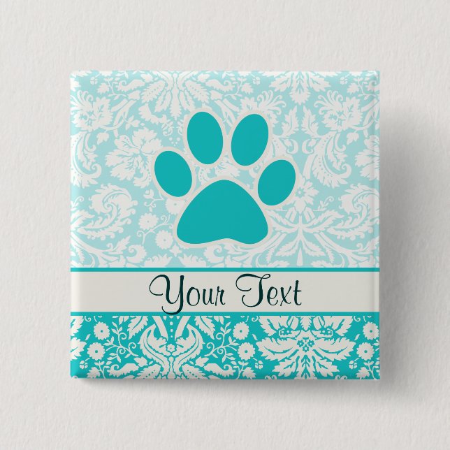 Teal Paw Print Pinback Button (Front)